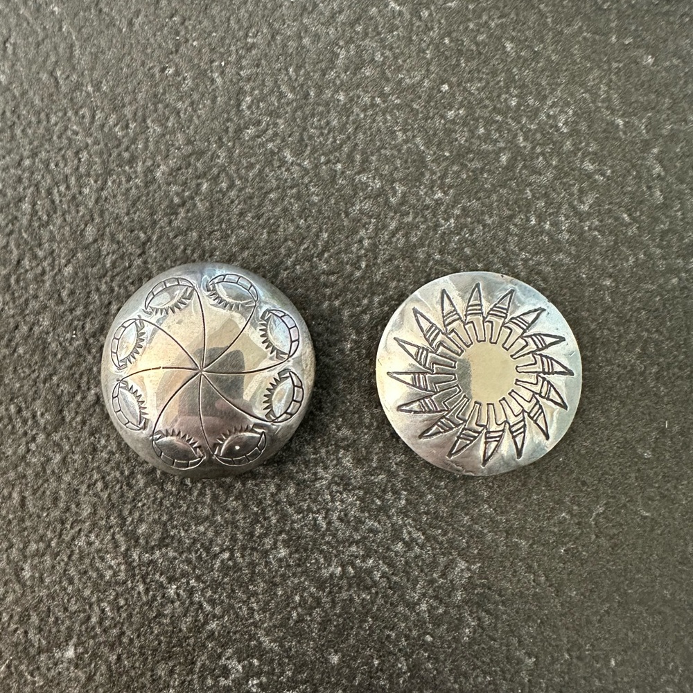 Vintage Sterling Silver Native American Button Covers